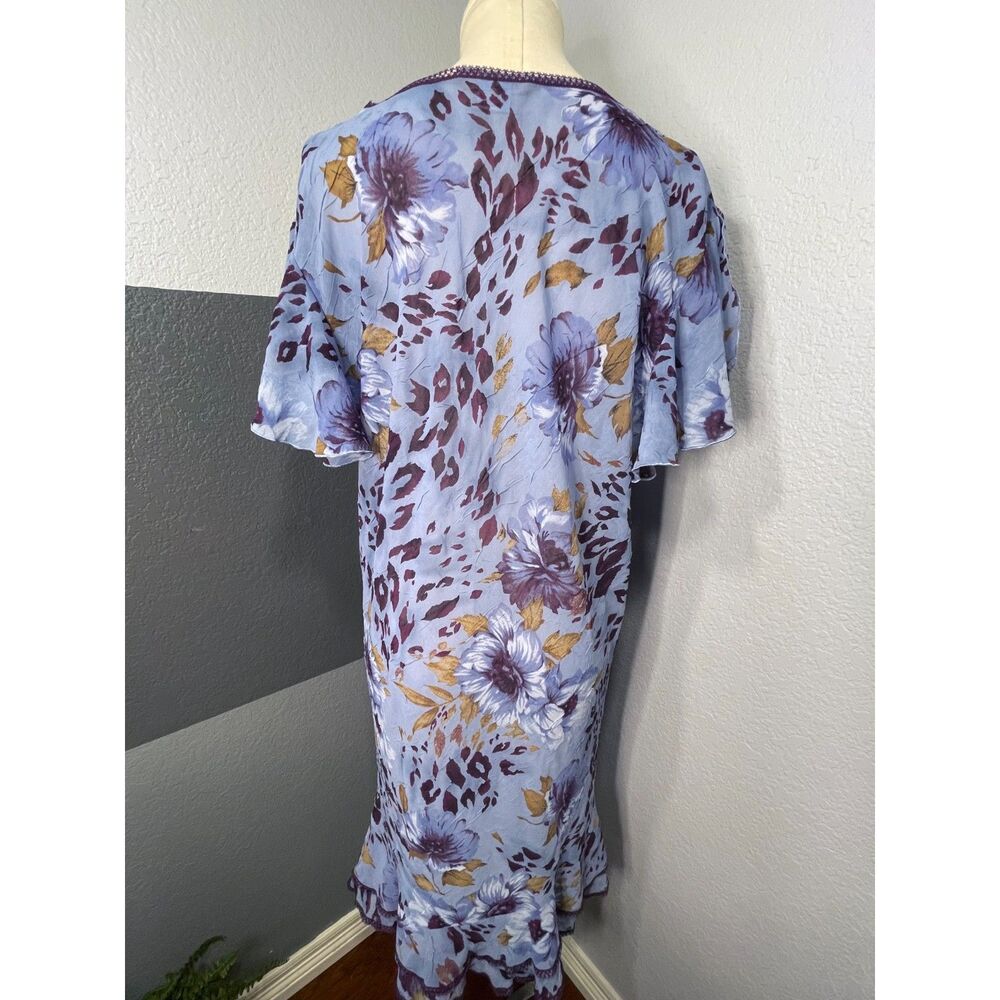 Sensara 1X Blue Purple Floral Leopard Nightgown & Robe Set 2 PC Sleepwear Lounge - Picture 10 of 13